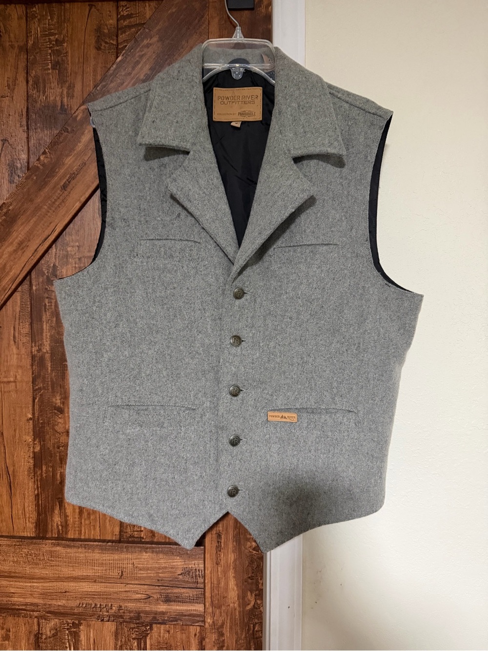 Powder River Outfitters Men Wool Vest Western Gray Size M